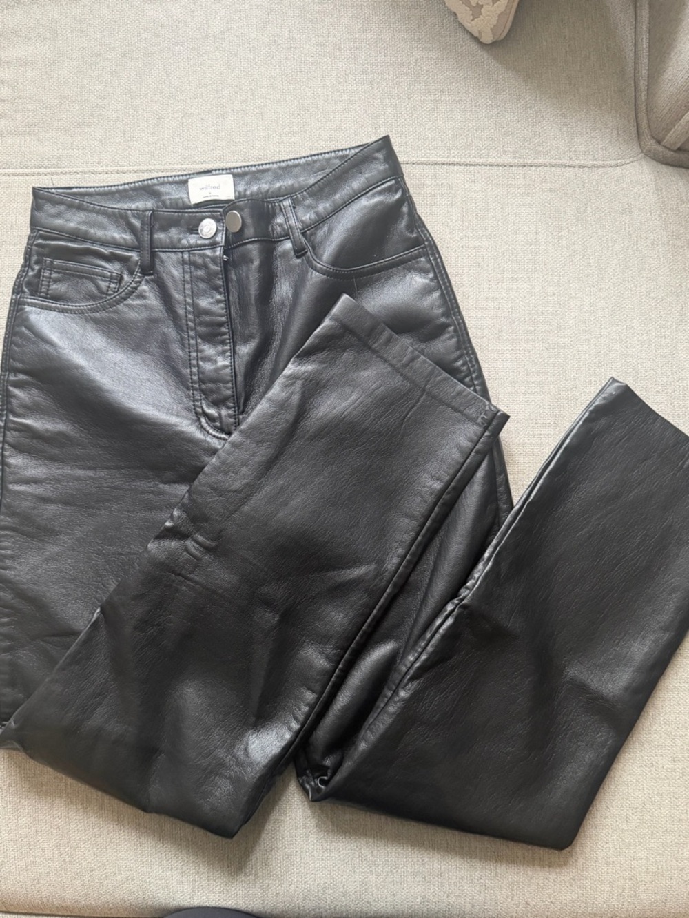Wilfred Aritzia Black High-Rise Faux Leather Jeans